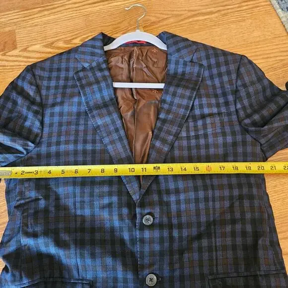 Isaia Blue Check Wool Sport Coat 44R (Eu 54) - Picture 6 of 9